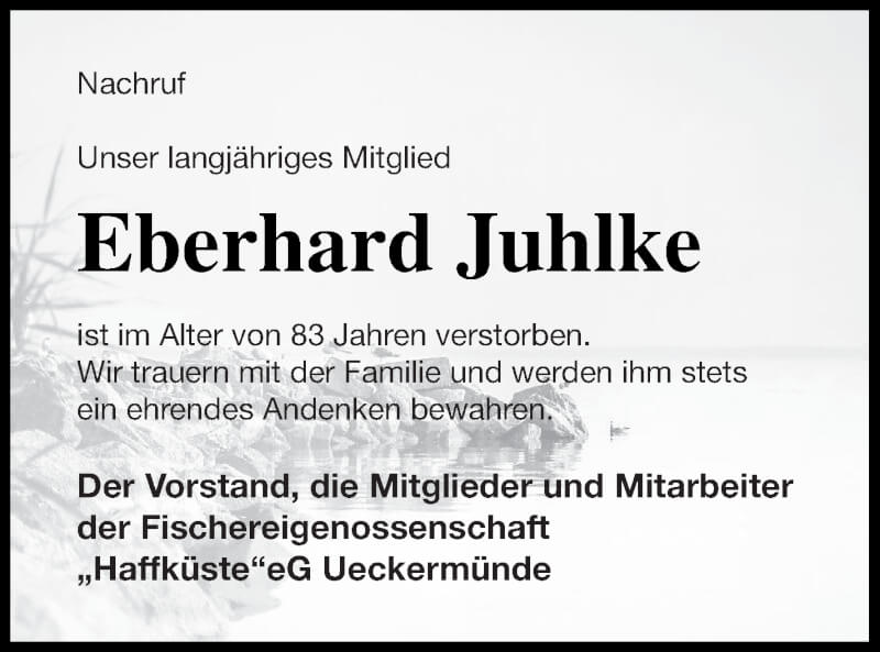  Traueranzeige für Eberhard Juhlke vom 11.12.2021 aus Haff-Zeitung