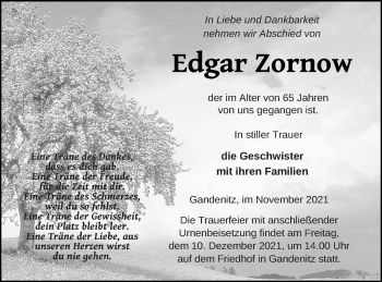 Traueranzeige von Edgar Zornow von Templiner Zeitung