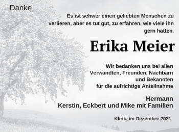 Traueranzeige von Erika Meier von Müritz-Zeitung