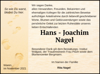 Traueranzeige von Hans-Joachim Nagel von Müritz-Zeitung