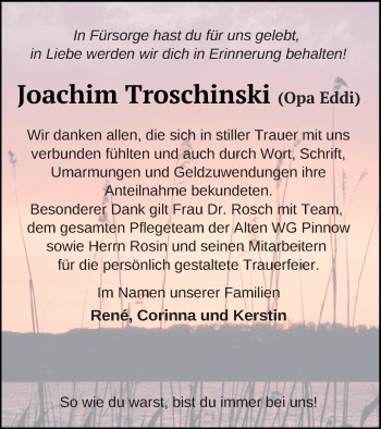 Traueranzeige von Joachim Troschinski von Neubrandenburger Zeitung