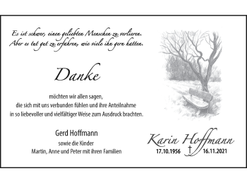 Traueranzeige von Karin Hoffmann von Mecklenburger Schweiz