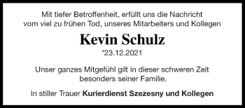 Traueranzeige von Kevin Schulz von Neubrandenburger Zeitung