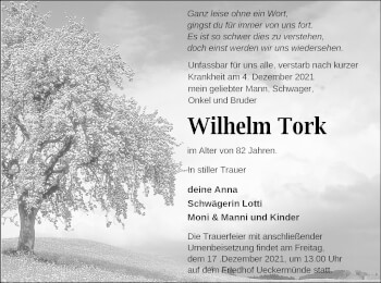 Traueranzeige von Wilhelm Tork von Haff-Zeitung