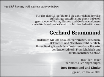Traueranzeige von Gerhard Brummund von Haff-Zeitung