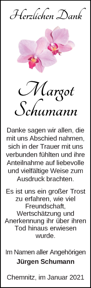 Traueranzeige von Margot Schumann von Neubrandenburger Zeitung