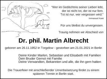 Traueranzeige von Martin Albrecht von Haff-Zeitung