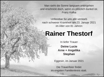 Traueranzeige von Rainer Thestorf von Haff-Zeitung