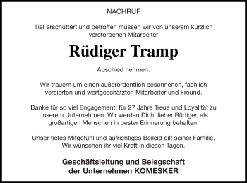 Traueranzeige von Rüdiger Tramp 