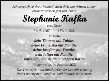 Traueranzeige von Stephanie Kafka von Templiner Zeitung