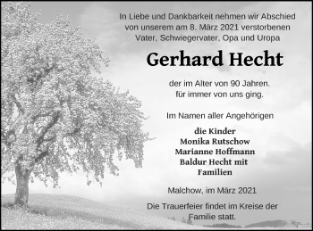 Traueranzeige von Gerhard Hecht von Müritz-Zeitung