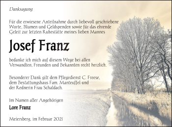 Traueranzeige von Josef Franz von Haff-Zeitung