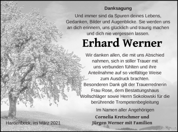 Traueranzeige von Erhard Werner von Templiner Zeitung