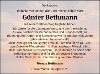 Traueranzeige von Günter Bethmann von Haff-Zeitung