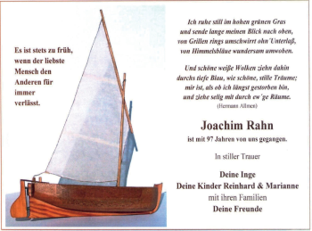 Traueranzeige von Joachim Rahn von Müritz-Zeitung