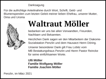 Traueranzeige von Waltraut Möller von Müritz-Zeitung