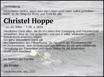 Traueranzeige von Christel Hoppe von Haff-Zeitung