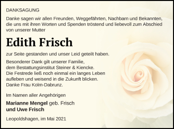 Traueranzeige von Edith Frisch von Haff-Zeitung