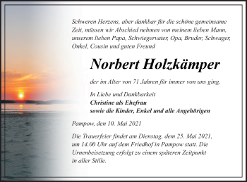 Traueranzeige von Norbert Holzkämpen von Pasewalker Zeitung