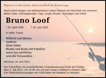 Traueranzeige von Bruno Loof von Vorpommern Kurier