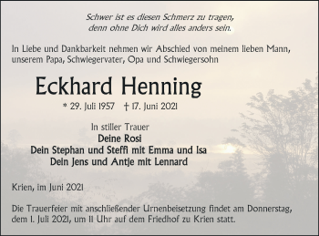 Traueranzeige von Eckhard Henning von Vorpommern Kurier