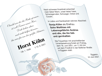 Traueranzeige von Horst Köhn von Haff-Zeitung