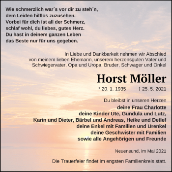 Traueranzeige von Horst Möller von Haff-Zeitung