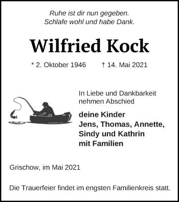 Traueranzeige von Wilfried Kock von Mecklenburger Schweiz