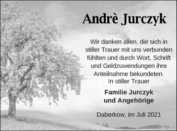 Traueranzeige von Andre Jurczyk von Vorpommern Kurier