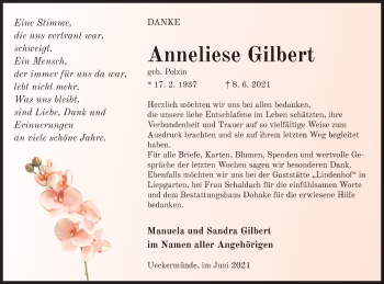 Traueranzeige von Anneliese Gilbert von Haff-Zeitung