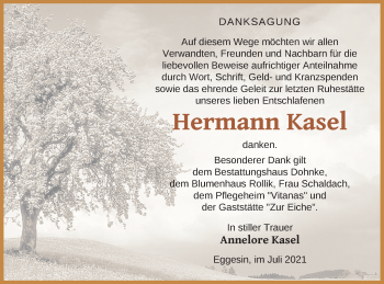Traueranzeige von Hermann Kasel von Haff-Zeitung