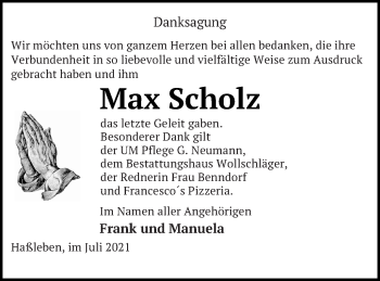 Traueranzeige von Max Scholz von Templiner Zeitung