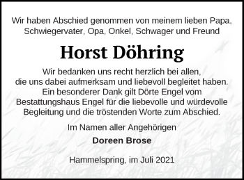 Traueranzeige von Horst Döhring von Templiner Zeitung