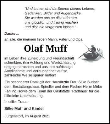 Traueranzeige von Olaf Muff von Mecklenburger Schweiz