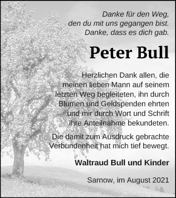 Traueranzeige von Peter Bull von Vorpommern Kurier