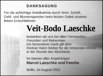 Traueranzeige von Veit-Bodo Laeschke von Haff-Zeitung