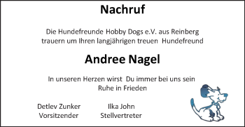 Traueranzeige von Andree Nagel von Neubrandenburger Zeitung