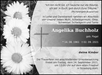 Traueranzeige von Angelika Buchholz von Pasewalker Zeitung