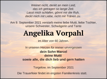 Traueranzeige von Angelika Vorpahl von Haff-Zeitung