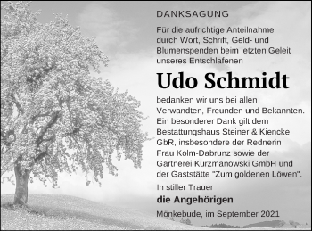 Traueranzeige von Udo Schmidt von Haff-Zeitung