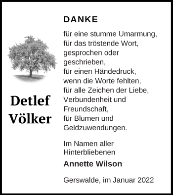 Traueranzeige von Detlef Völker von Templiner Zeitung