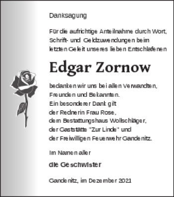 Traueranzeige von Edgar Zornow von Templiner Zeitung