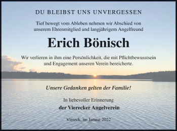 Traueranzeige von Erich Bönisch von Pasewalker Zeitung