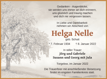 Traueranzeige von Helga Nelle von Haff-Zeitung