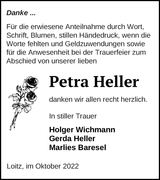 Traueranzeige von Petra Heller von Vorpommern Kurier