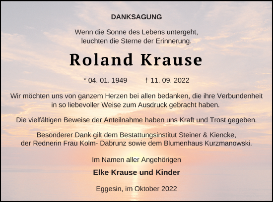 Traueranzeige von Roland Krause von Haff-Zeitung