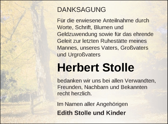 Traueranzeige von Herbert Stolle von Mecklenburger Schweiz