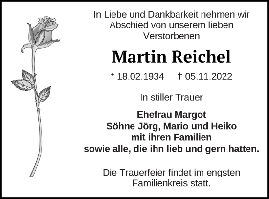 Traueranzeige von Martin Reichel von Müritz-Zeitung