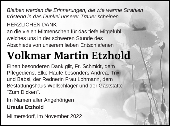 Traueranzeige von Volkmar Martin Etzhold von Templiner Zeitung