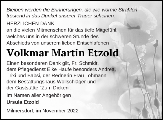 Traueranzeige von Volkmar Martin Etzold von Templiner Zeitung